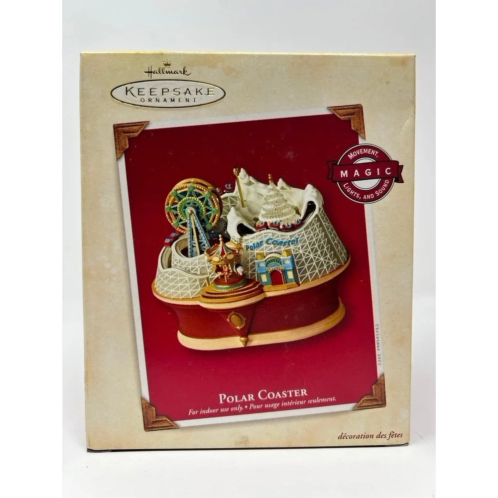 Hallmark Polar Coaster Ornament 2003 Red Magic Light Motion Sound QLX7459